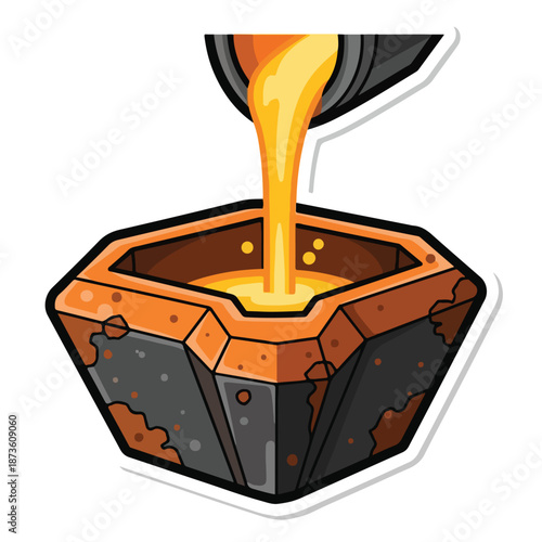 A cartoon pouring molten metal