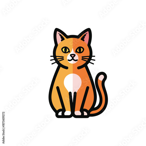 A cartoon orange cat with a white belly and pink nose