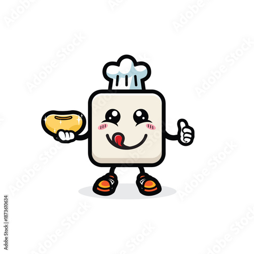 cute tofu delicious holding soybeans