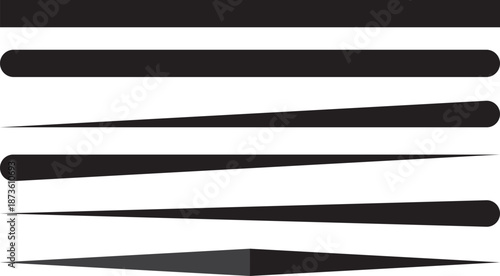 Dynamic Vector Lines Collection Abstract Horizontal Dividers with Gradient and Tapering Effects for Graphic Design