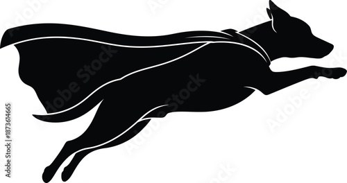 Dynamic Superhero Dog Silhouette in Action