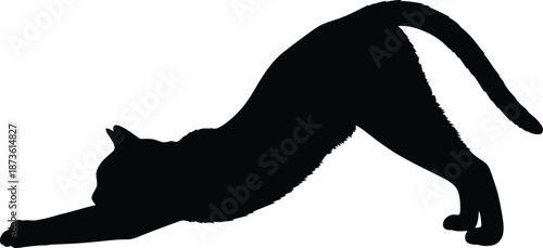 Elegant Stretching Cat Silhouette for Creative Designs