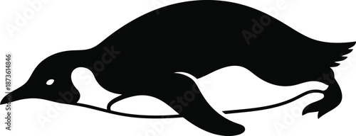 Stylized Black Penguin Silhouette for Creative Designs