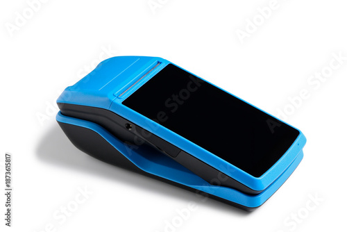 Modern payment terminal on ...