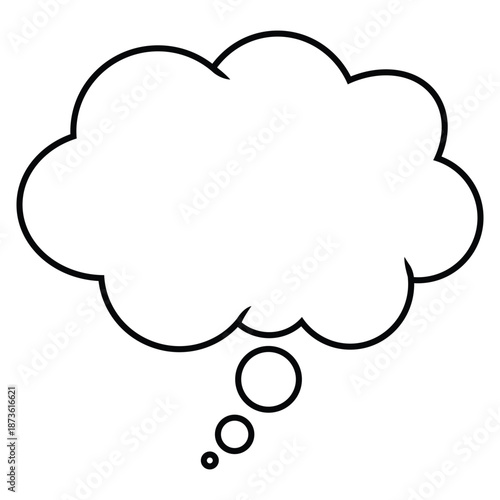 Thought Bubble: An outline of a thought bubble, a symbol of imagination, ideas, and communication, perfect for illustrating concepts of thinking, brainstorming, and creative expression.
