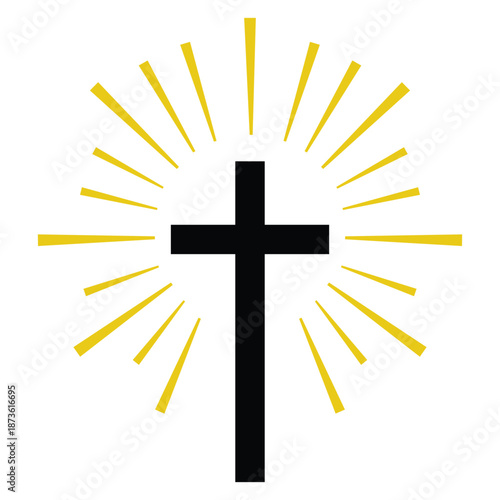 Radiant Cross: A striking image of a black cross, emanating divine light, symbolizing faith, hope, and spiritual devotion.