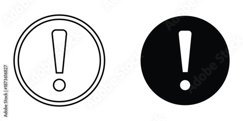 Exclamation Icons: Simple, minimalistic exclamation mark icons against a contrast background, conveying attention-grabbing messages and urgency, essential for various uses.