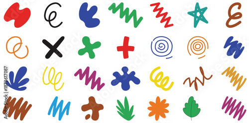 Playful Patterns: A vibrant collection of hand-drawn shapes and elements, perfect for adding a touch of whimsy and creativity to any project.