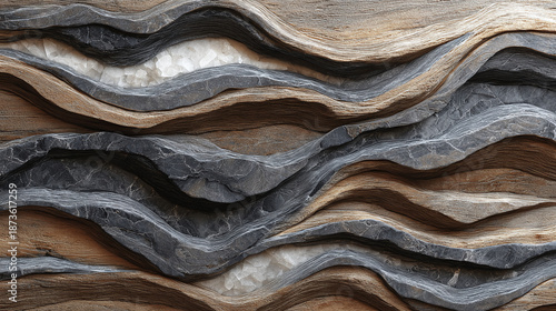 An abstract composition featuring undulating layers with earth tone colorings and textures, capturing the essence of organic flow. This image is perfect for backgrounds and designs