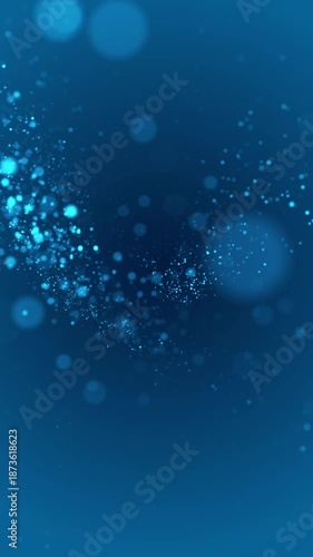 Abstract digital glowing dynamic particle waves with motion light background, data flow, cyber technology. 3d rendering. Seamless looping vertical video 4k. 