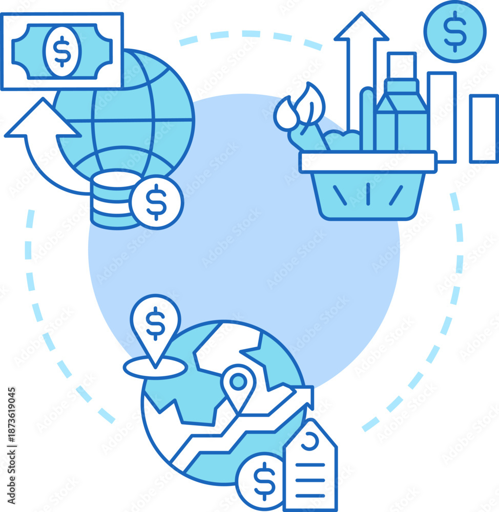 Fototapeta premium Global Inflation Overview For Business Presentation Illustration Illustration