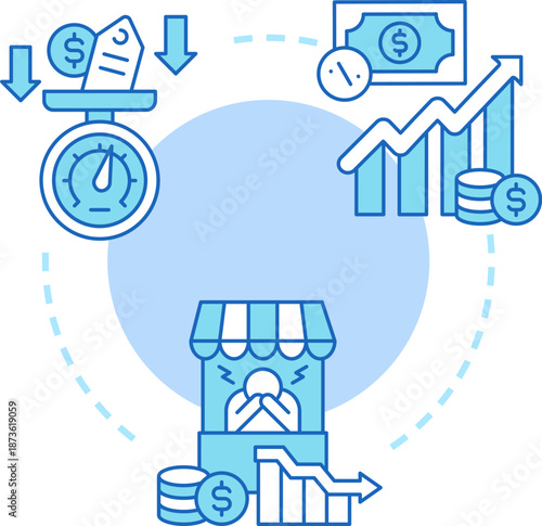 Market Inflation And Price Pressure Illustration Illustration