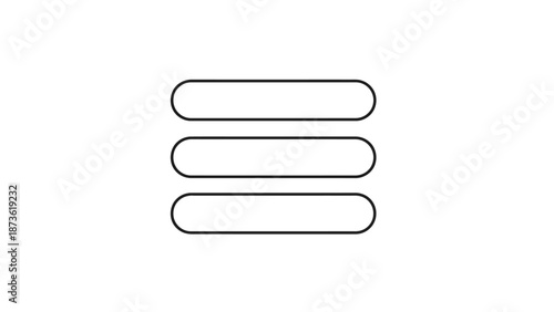 Hamburger menu icon outline symbol representing navigation interface element three parallel rounded horizontal bars on white background