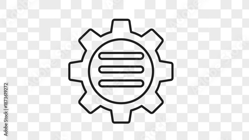 Settings gear icon with internal hamburger menu symbolizing configuration options and control