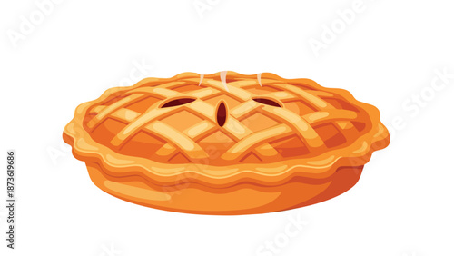 Golden-brown lattice-top pie, perfectly baked with sweet fruit filling, an inviting classic dessert for any gathering or delightful treat