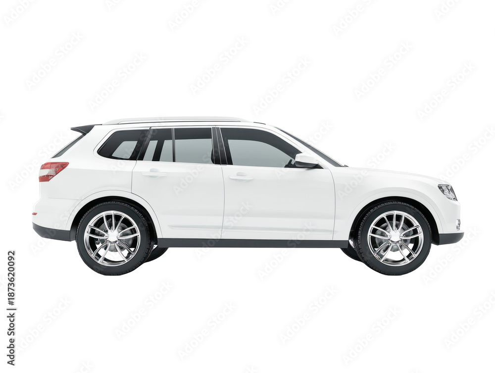 Naklejka premium White modern SUV side view isolated