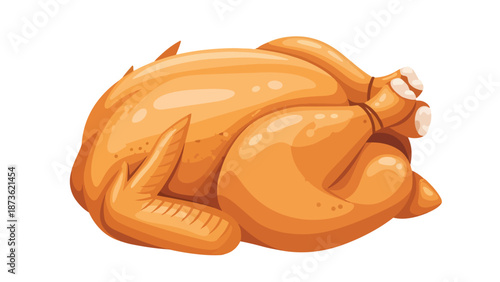 Deliciously prepared golden brown whole chicken illustration showcasing a festive meal centerpiece perfect for holiday feast designs and healthy