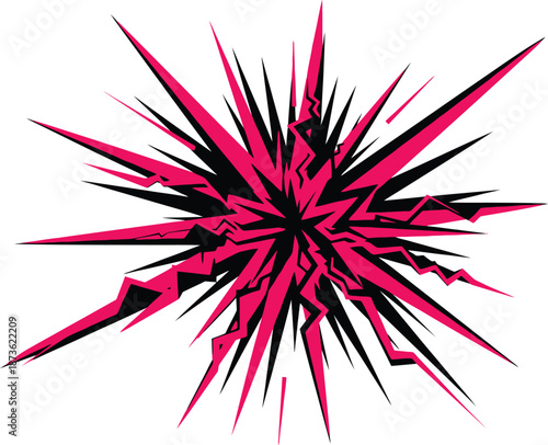 Vibrant Pink and Black Explosion Burst.