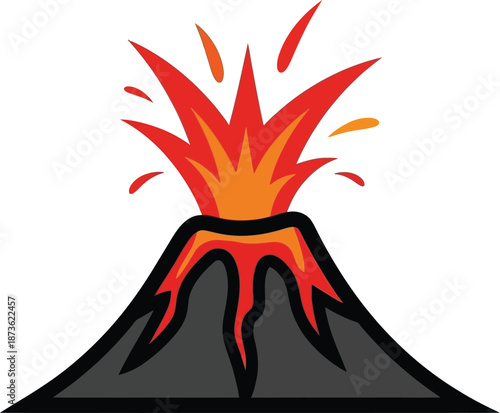 Volcano Erupting with Lava and Fire.