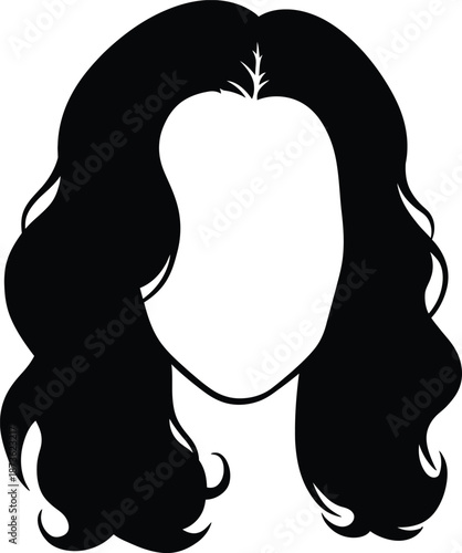 Woman with Long Wavy Black Hair Silhouette.
