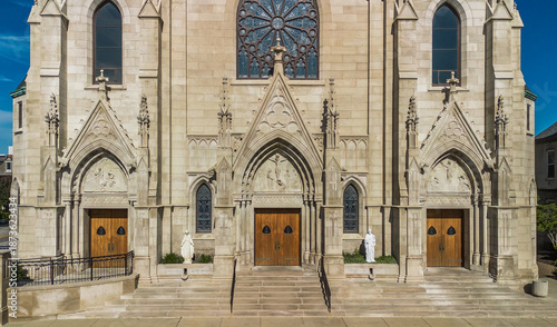 A drone view of the historic St. Mary Catholic Church in downtown Indianapolis.
