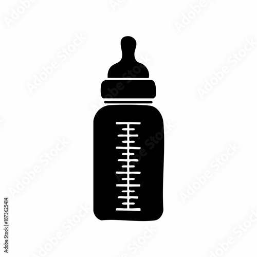 Illustration of a baby bottle on a white background symbolizing feeding and care of infants