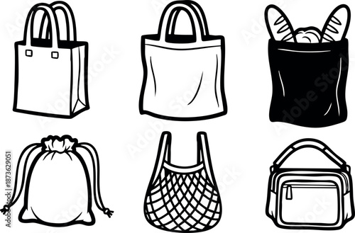 Various reusable shopping bags and eco friendly tote styles for sustainable lifestyle and zero waste living