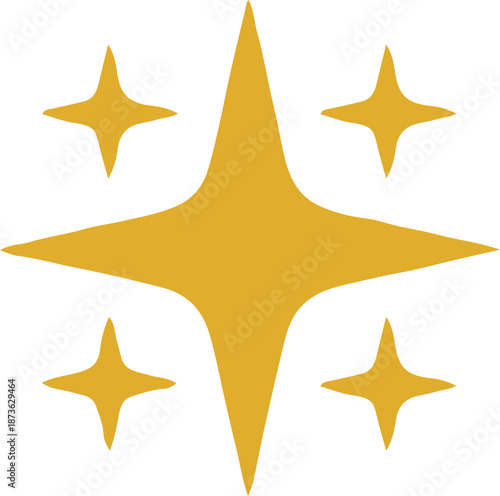 A stylized golden Interface Element star icon surrounded by smaller stars on a clean white background
