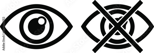 Simple Interface Element Icons Representing Visibility and Invisibility Concepts