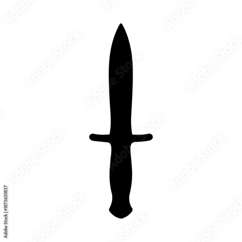 Sharp dagger silhouette icon with double edged blade for game ui graphic designs