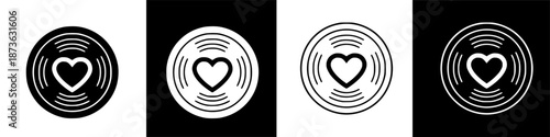 Love Heart with Sound Waves Inside a Circle, Representing Music and Emotion