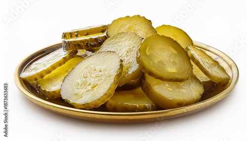 Pickled Cucumber Slices Isolated On White Background
