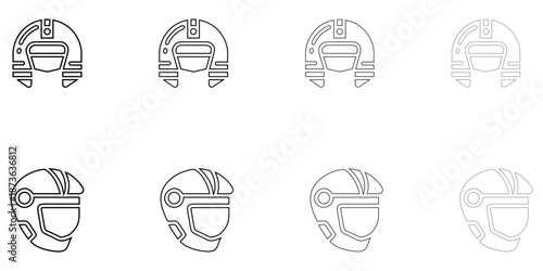 motorcycle helmet line icon vector set, motor cycle driving helmet outline icon vector illustration