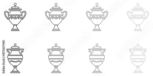 antique urn with lid line icon vector, ceramic urn with a lid symbol outline icon illustration