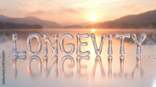 Wallpaper Mural Ice Letters Spelling Longevity Against Beautiful Sunrise Background Torontodigital.ca