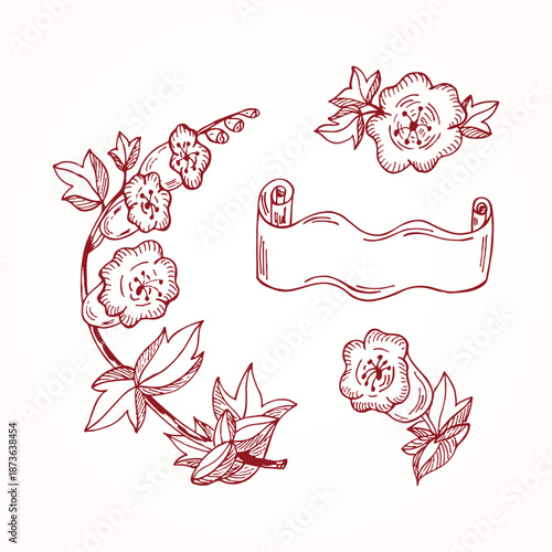 Hand Drawn Bell Flowers in Ballpoint Pen