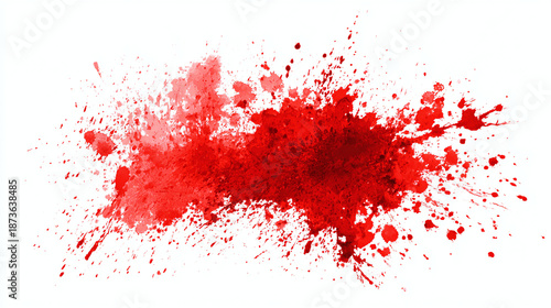 A close-up shot of a bright red blood stain with an abstract splatter. It is an image that has a dramatic effect.