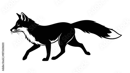Elegant fox vector illustration in black and white capturing the essence of wildlife