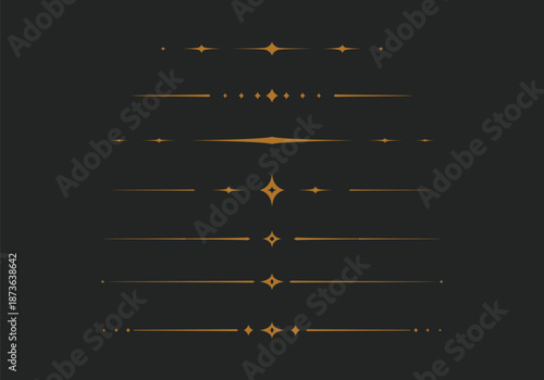 Luxury gold sparkle star line divider and line separator border decoration