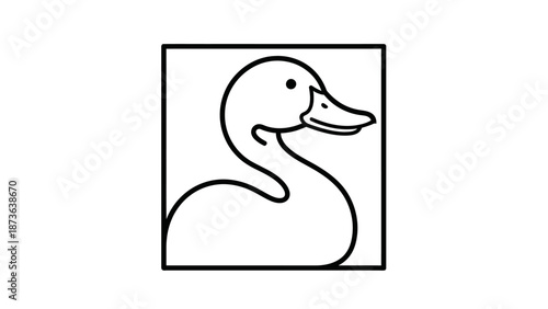 Minimalist duck illustration in square frame perfect for logo or icon design