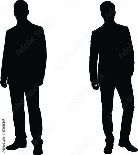 Full length silhouette of a professional businessman standing in a suit