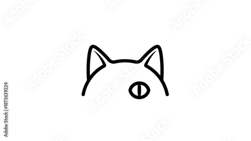 Minimalist cat face drawing with simple lines and an eye, suitable for various designs and projects