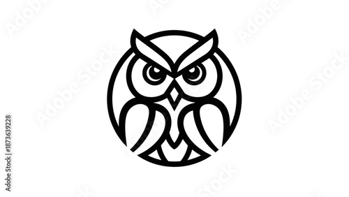 Elegant Owl Emblem: A Minimalist Black and White Design for Modern Branding