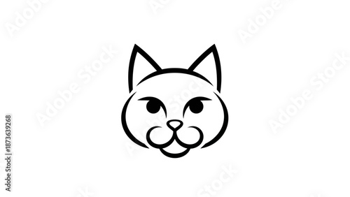 Minimalist feline face logo design vector template for your brand identity