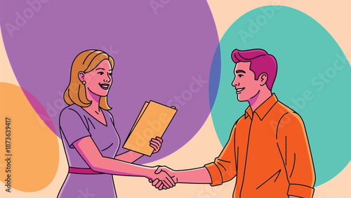 Professional engagement between diverse individuals forming a partnership, successful deal