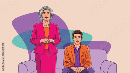 Modern professional environment showcasing an experienced mentor and a driven young entrepreneur