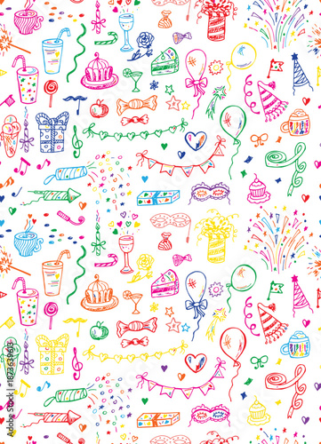 Wallpaper Mural Colorful doodle birthday seamless pattern Torontodigital.ca