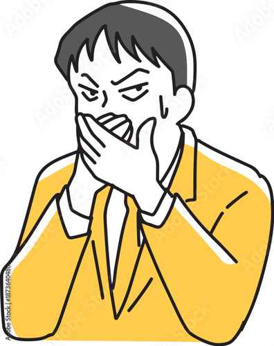 喋るまいと口を押さえる棒人間