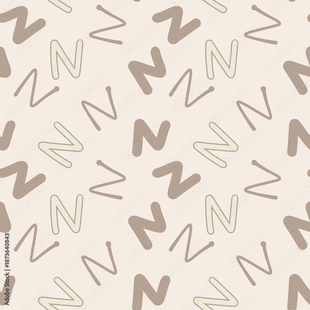 Fototapeta premium Seamless pattern with abstract letter Z shapes in neutral tones