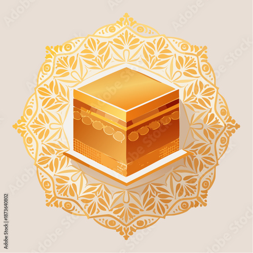 Golden Kaaba Mecca Islamic Symbol ramadan.